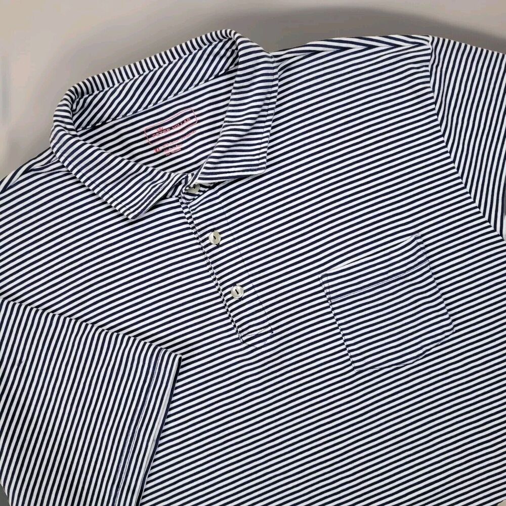 Peter Millar Black and White Striped Polo Shirt